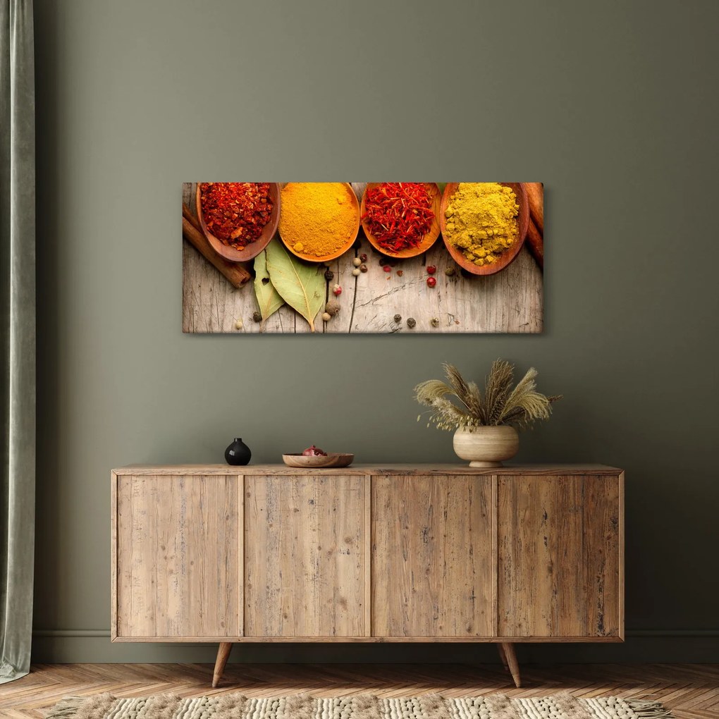 Tablou - Condimente pe lemn (120x50 cm)