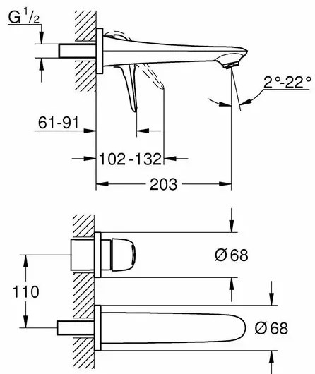 Baterie lavoar incastrata Grohe Eurostyle New maner alb loop