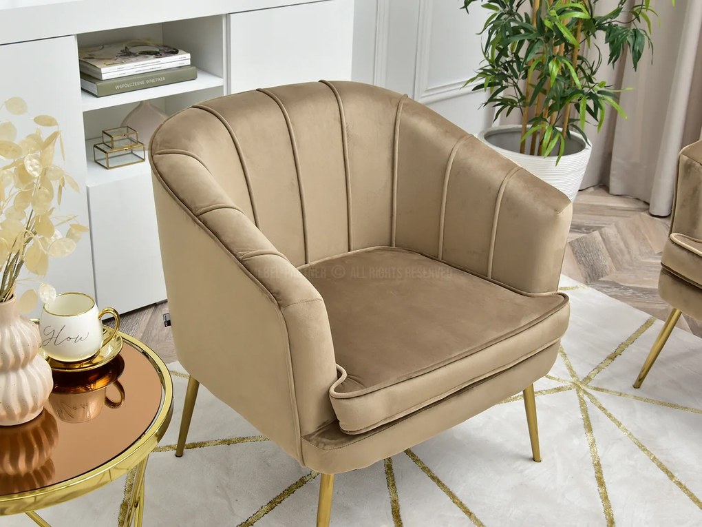 Fotoliu Etimee F (bej + auriu). Promo -14%. 1110026