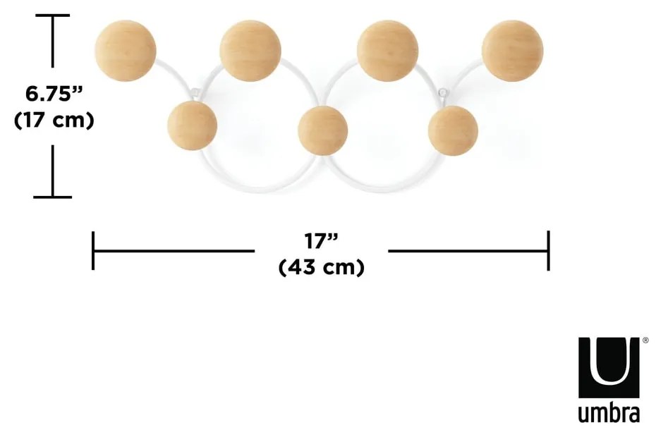 Cuier de perete alb/în culoare naturală din lemn masiv de pin Dotsy – Umbra