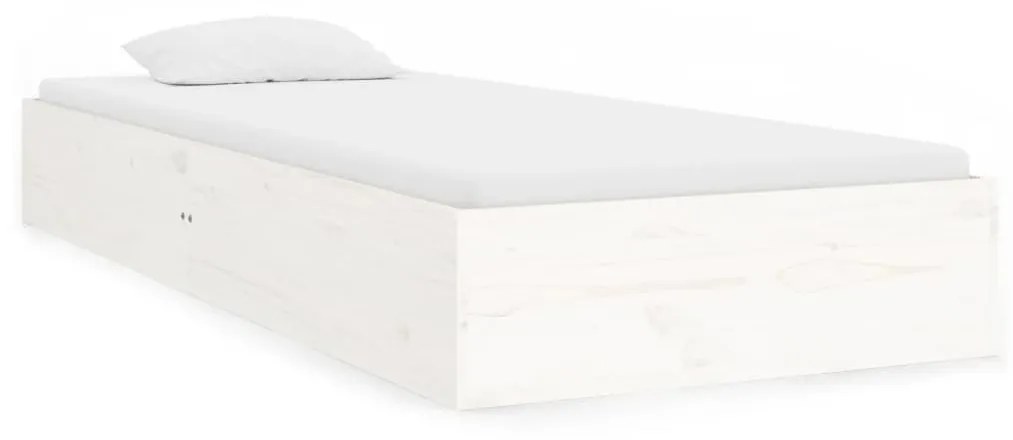 820068 vidaXL Cadru de pat Single 3FT, alb, 90x190 cm, lemn masiv