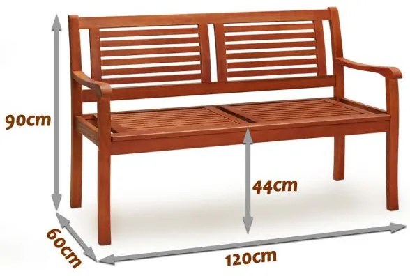 Deuba Banca de gradina - Eucalipt - 120 cm