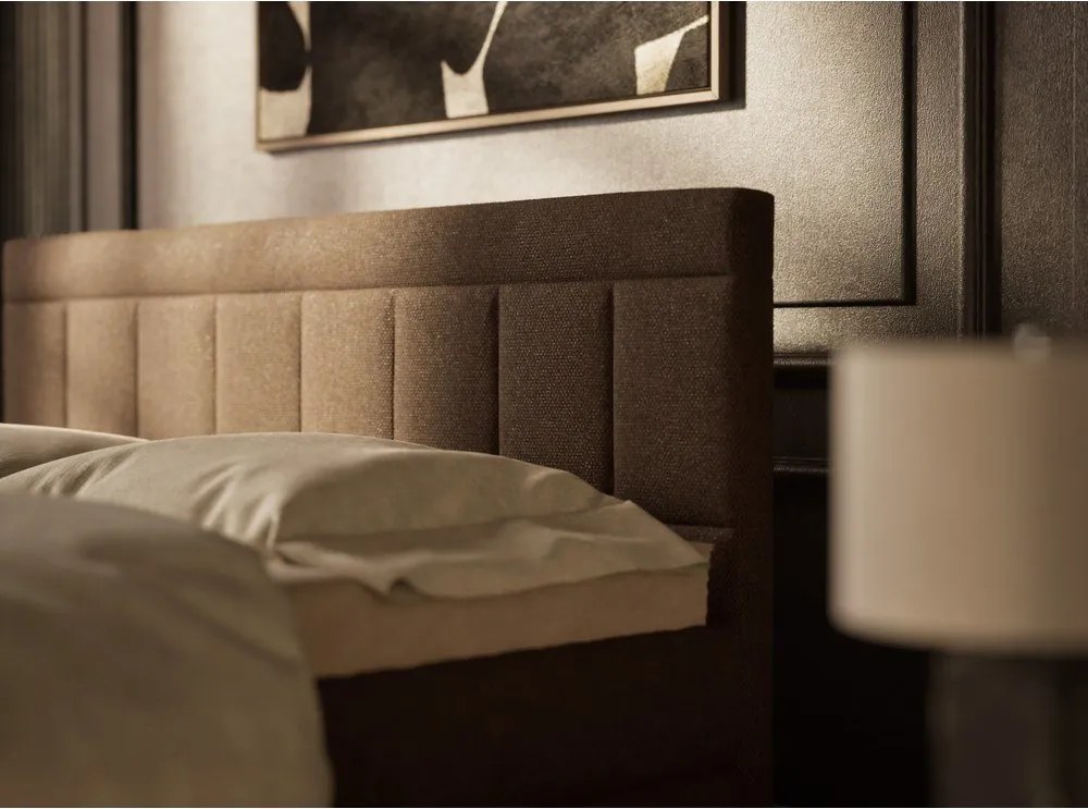 Pat boxspring maro cu spațiu de depozitare 200x200 cm Caya – Maison de Rêve