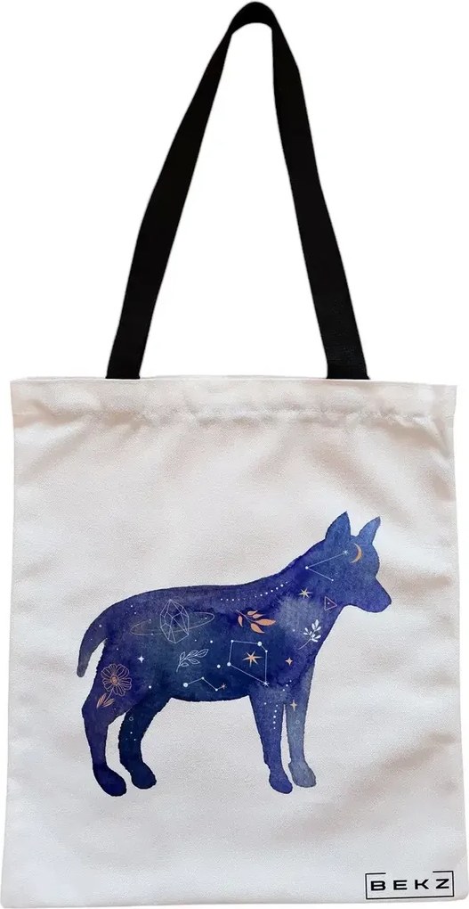 Sacosa de Panza pentru Cumparaturi, Geanta Tote, model Caine Astral, Cu fermoar, 38x34.5 cm, Alba, BEKZ®