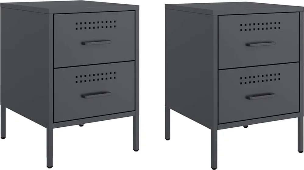 vidaXL Noptiere, 2 buc., antracit, 36x39x50,5 cm, oțel