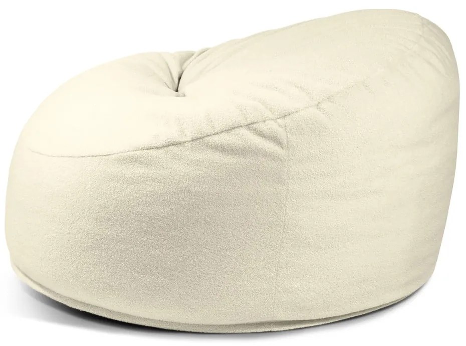 Fotoliu bean bag crem cu tapițerie din țesătură bouclé Om 110 – SLOWDOWN