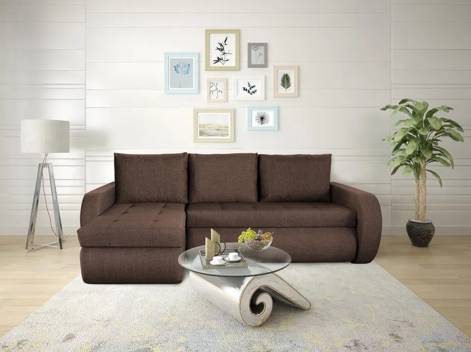 Coltar extensibil reversibil Genoa Chocolate 243x141x81 cm cu lada de depozitare