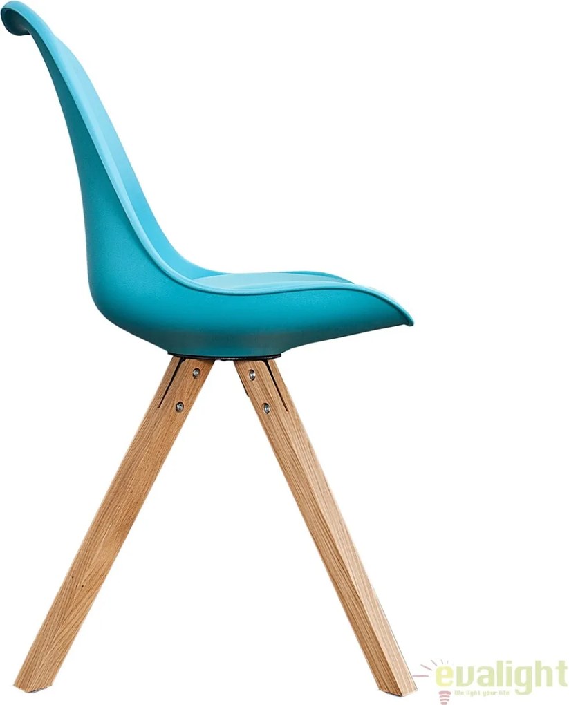 Scaun din lemn cu tapiterie din piele sintetica Scania NewLook II turcoaz A-36206 VC