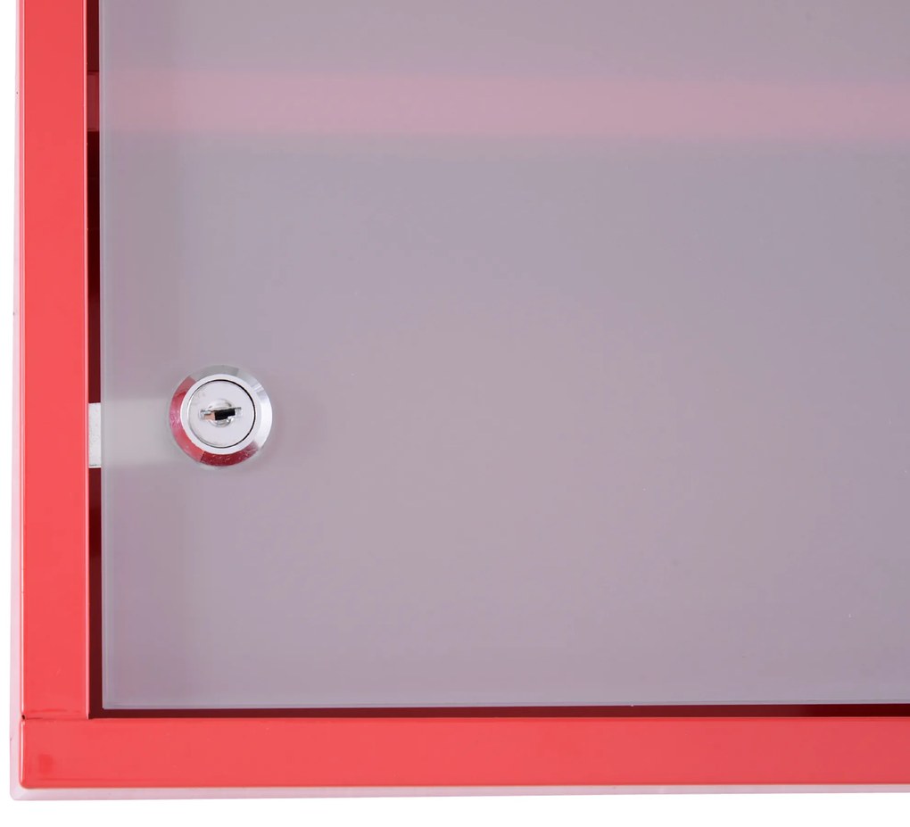 HOMCOM Dulap Prim Ajutor Montabil Perete, Cutie Medicamente, 60x30x12 cm, Roșu | Aosom Romania