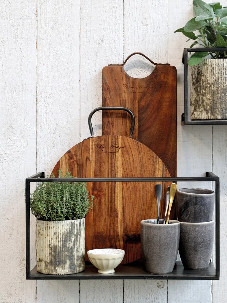 Set de 3 etajere metalice de perete, negru, cu aspect rustic