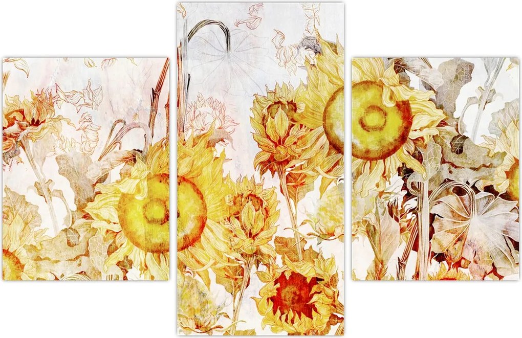 Tablou - Floarea-soarelui,pictură (90x60 cm)