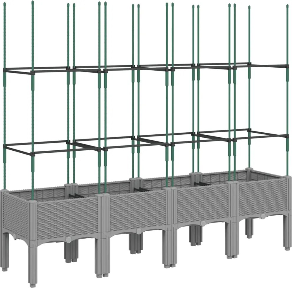 vidaXL Jardinieră de grădină cu spalier gri deschis 160x40x142,5 cm PP