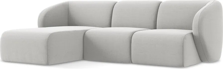 Colțar gri deschis cu tapițerie din catifea (cu colț pe partea stângă/cu șezlong) Lani – Makamii