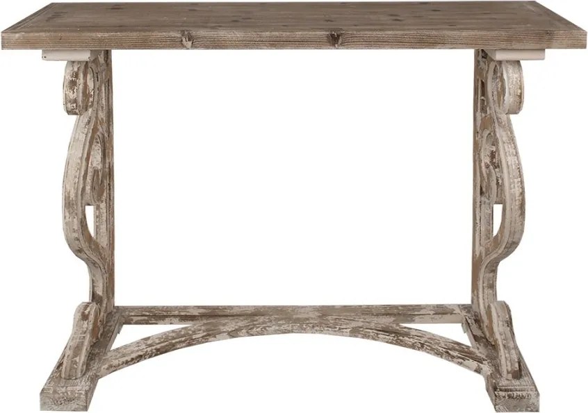 Consolă vintage din lemn masiv, finisaj antichizat, „Églantine”