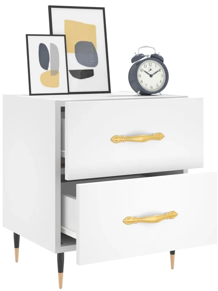 Noptiere, 2 buc., alb, 40x35x47,5 cm, lemn compozit