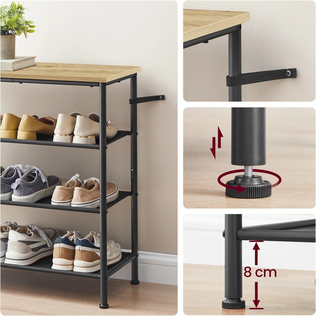 Dulapior incaltaminte TAYLOR ARTISAN cu structura neagra 75x71 cm, 3 rafturi