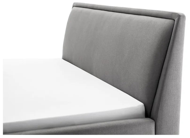 Pat matrimonial gri deschis tapițat cu spațiu de depozitare cu somieră 180x200 cm Frieda – Meise Möbel