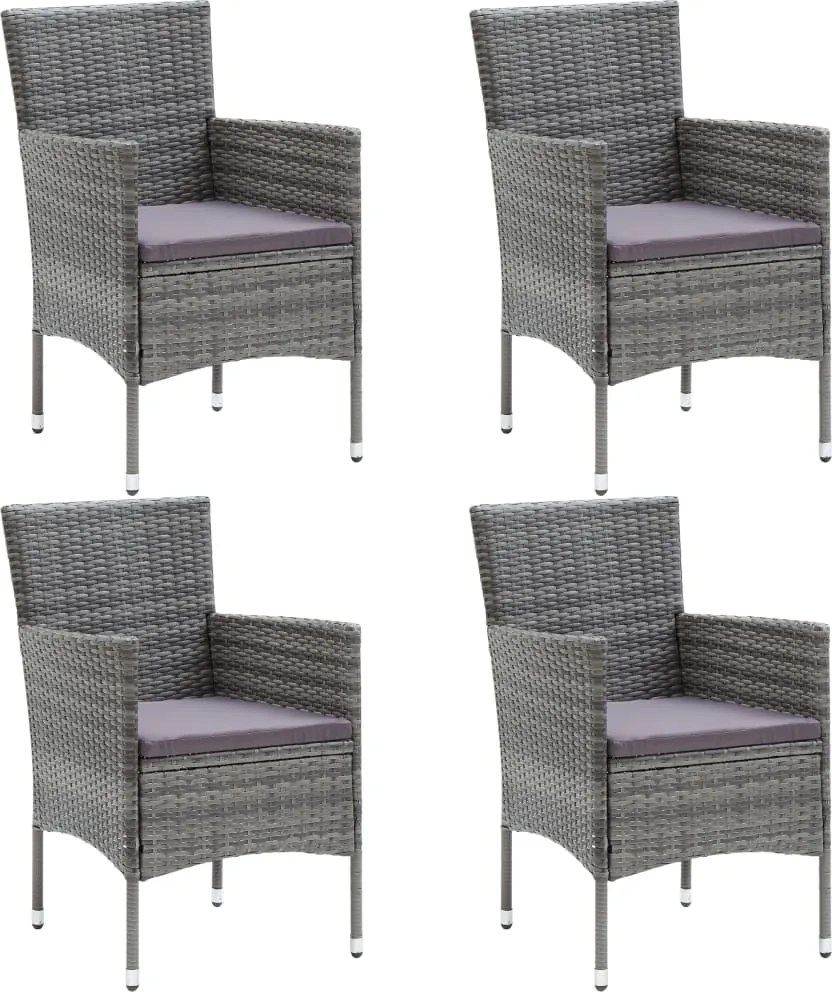 vidaXL Scaune de masă pentru grădină, 4 buc., gri, poliratan