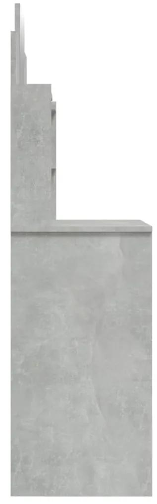 Masa de toaleta cu oglinda, gri beton, 96x40x142 cm Gri beton