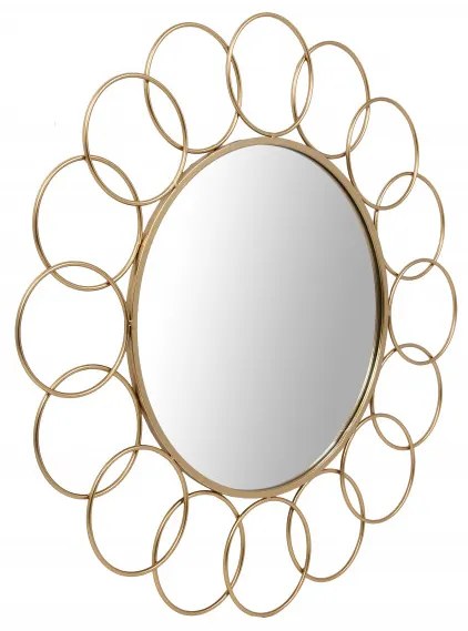 Oglinda rotunda cu rama din metal aurie Creolo, aproximativ 2cm (L / D) x 80cm (W) x 80cm (H)