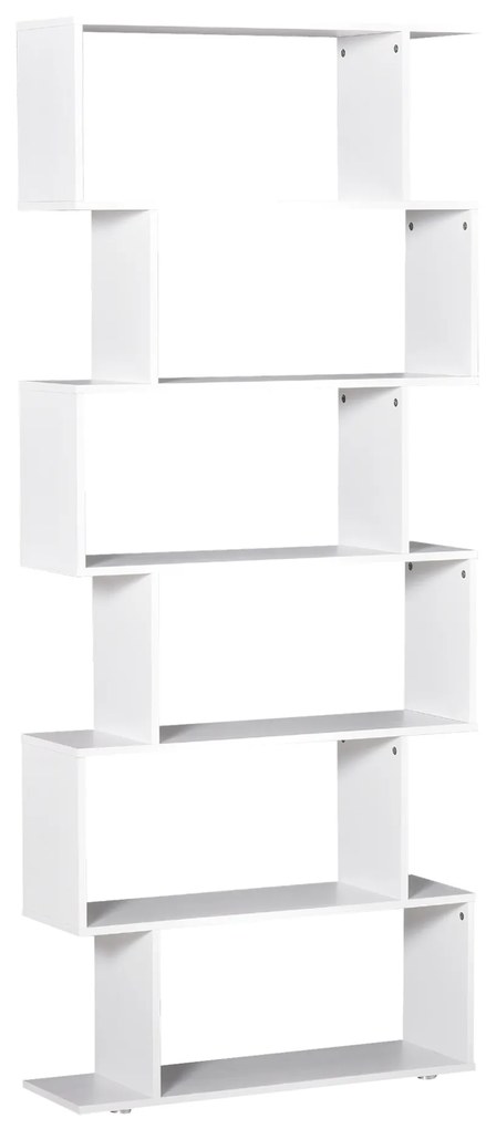 HOMCOM Biblioteca forma S, din PAL, 80x24x191cm, alba | Aosom Romania