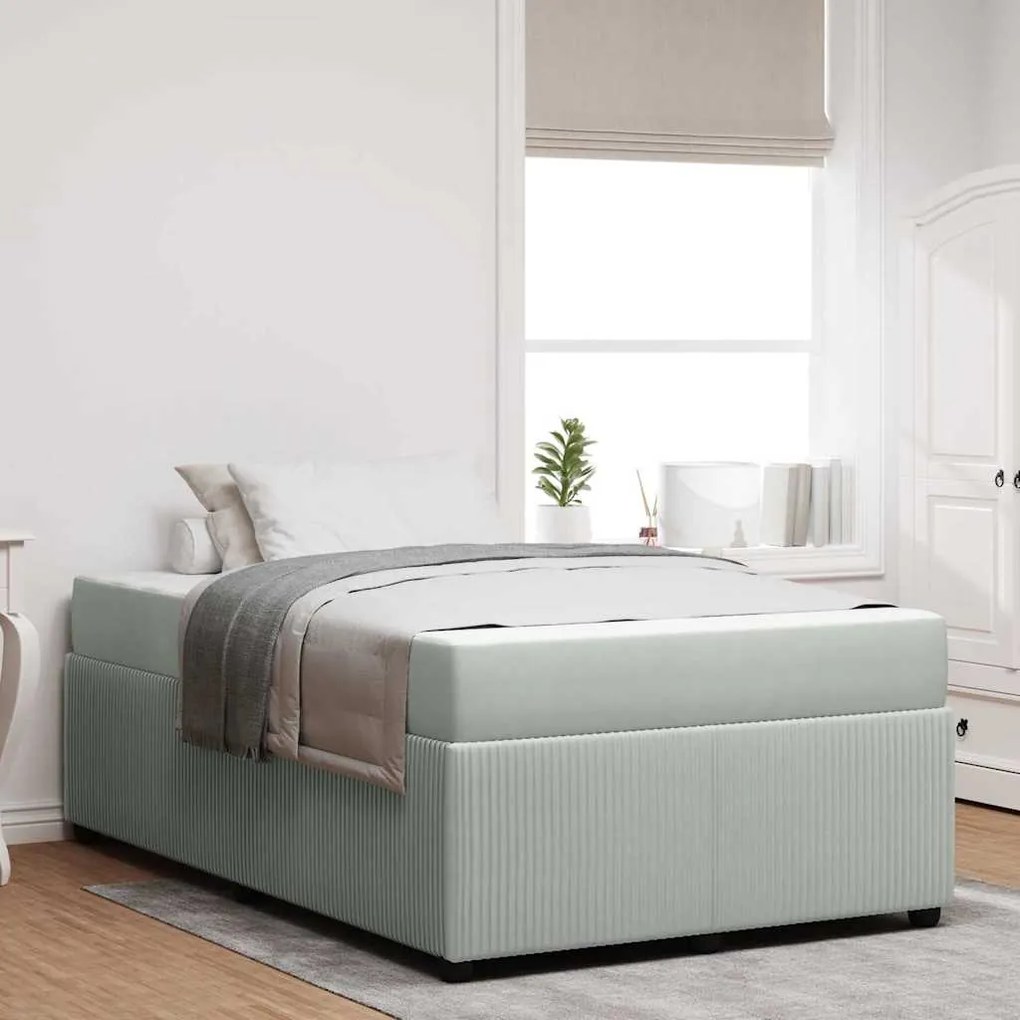 vidaXL Cadru de pat cu saltea Gri deschis 120 x 190 cm Catifea