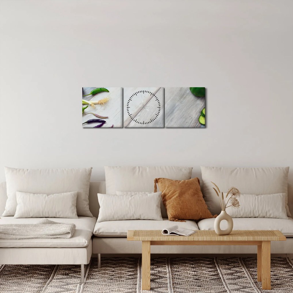 Tablou legumele (cu ceas) (90x30 cm)