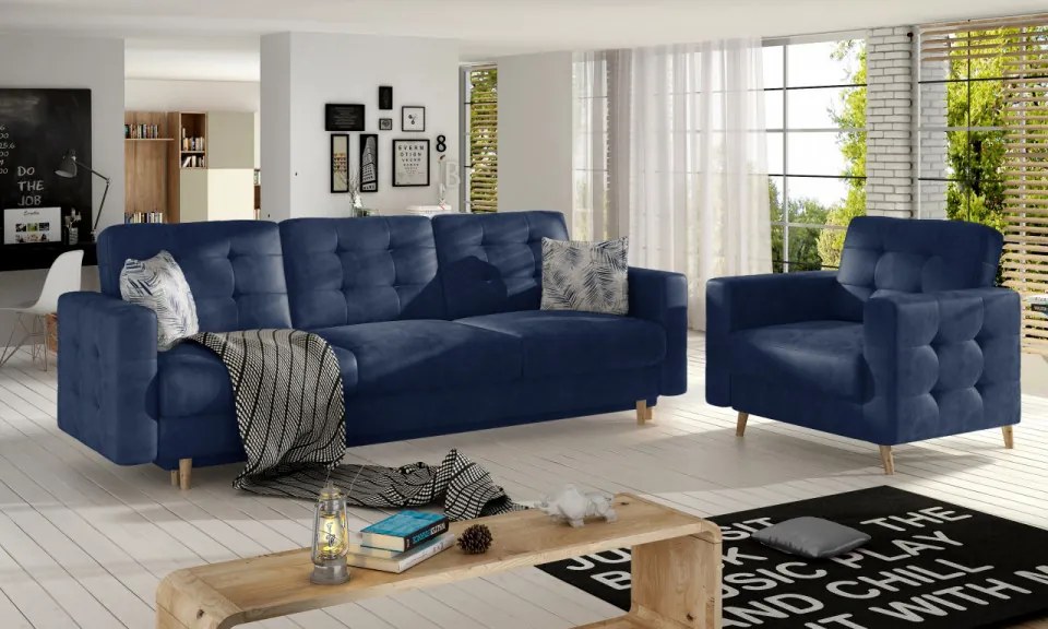 Set de canapea extensibila 235 x96 x86 cm si fotoliu 107 x 92 86 cm, Asgard 3+1, Eltap