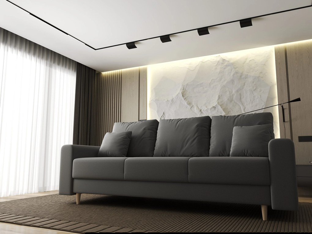 Canapea extensibilă dumonde cu ladă de depozitare si sezut confortabil din spuma high-density, Kronos Royal Gri 210x100 cm