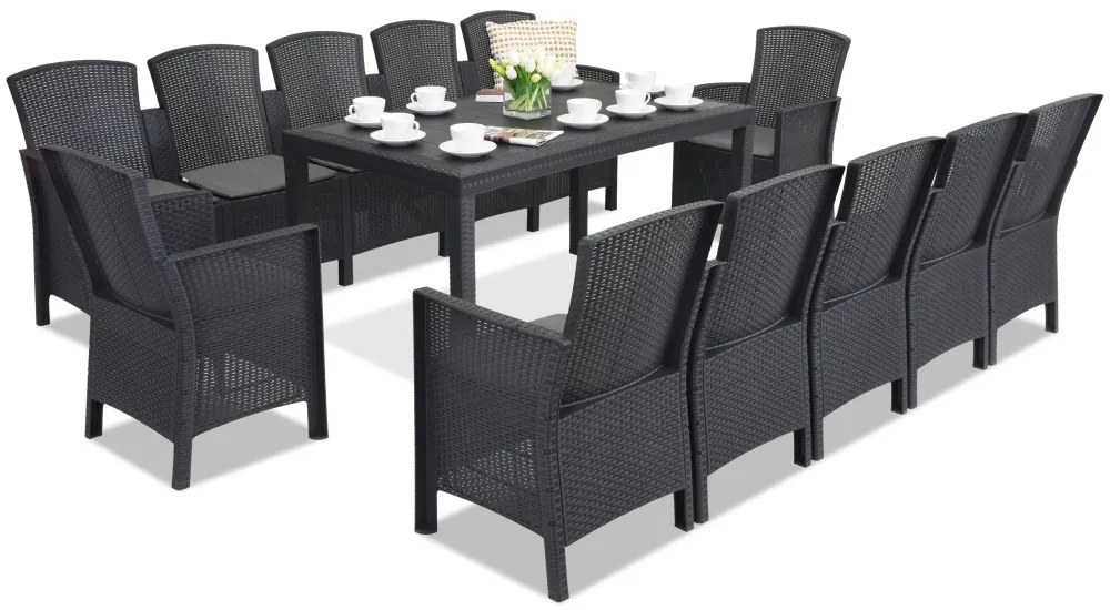 Mobilier de terasă din tehnoratan Lido Apetito Max 12 antracit Bica