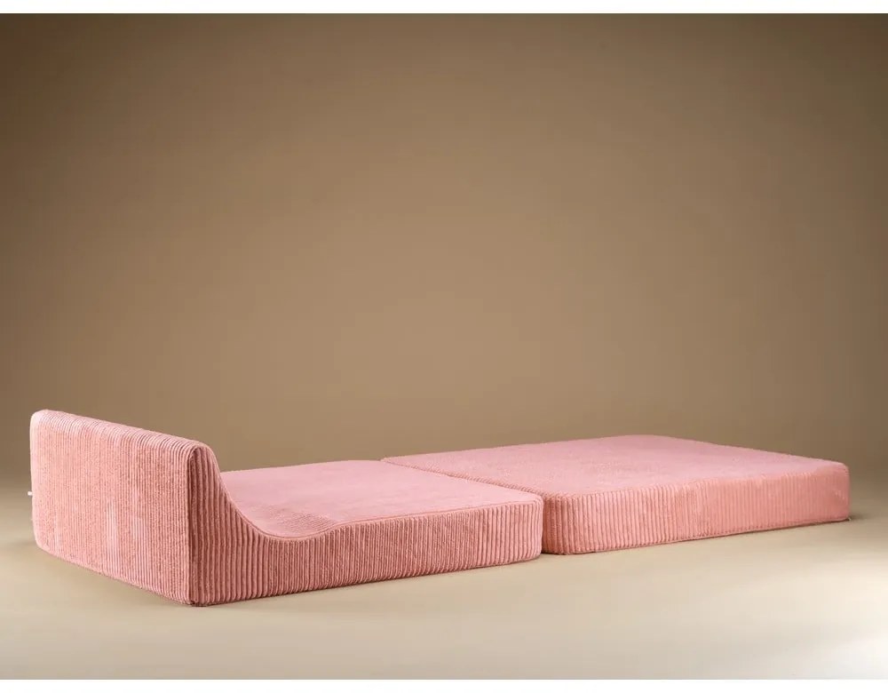 Fotoliu pentru copii roz cu tapițerie din catifea reiată Flipster – Wigiwama