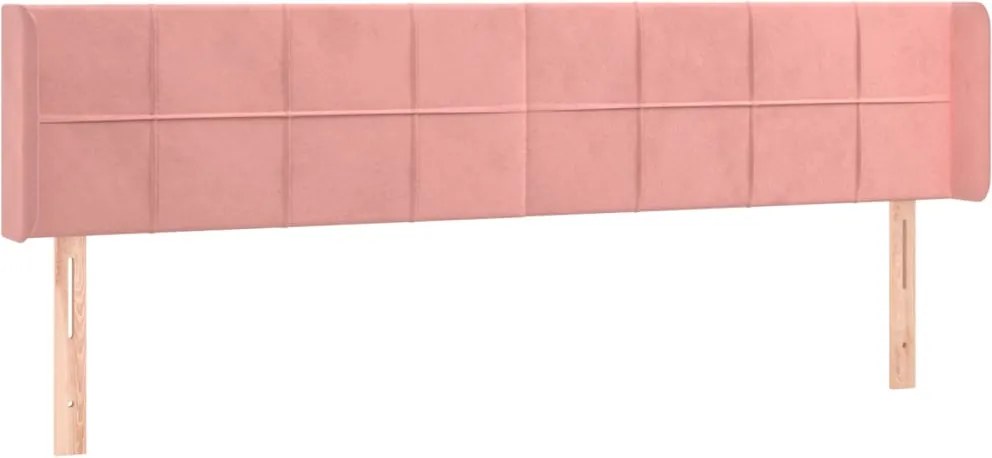 vidaXL Tăblie de pat cu aripioare roz 163x16x78/88 cm catifea