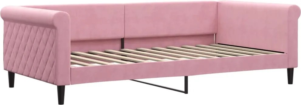 vidaXL Pat de zi, roz, 100x200 cm, catifea