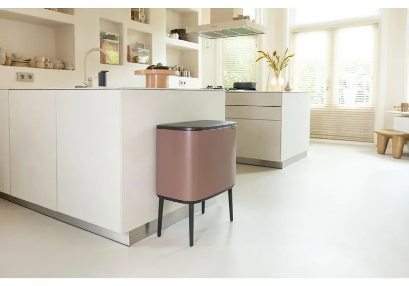 Coș Brabantia Bo Touch 1008856, 11+23 l, Deschidere lină și silențioasă, Deschidere mare, Finisaj satinat, Maro