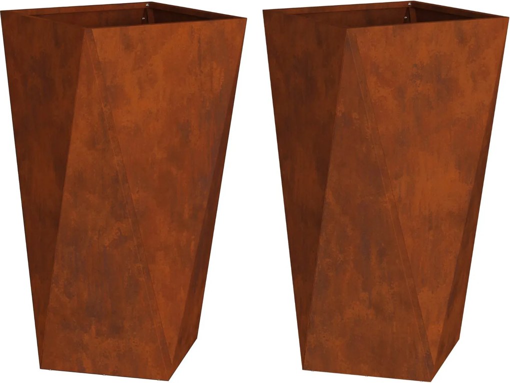 vidaXL Jardinieră 2 pcs Ruginit 40 x 40 x 75 cm