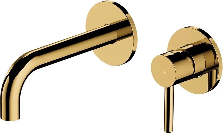 Baterie lavoar incastrata Omnires Y monocomanda finisaj auriu lucios fara corp ingropat