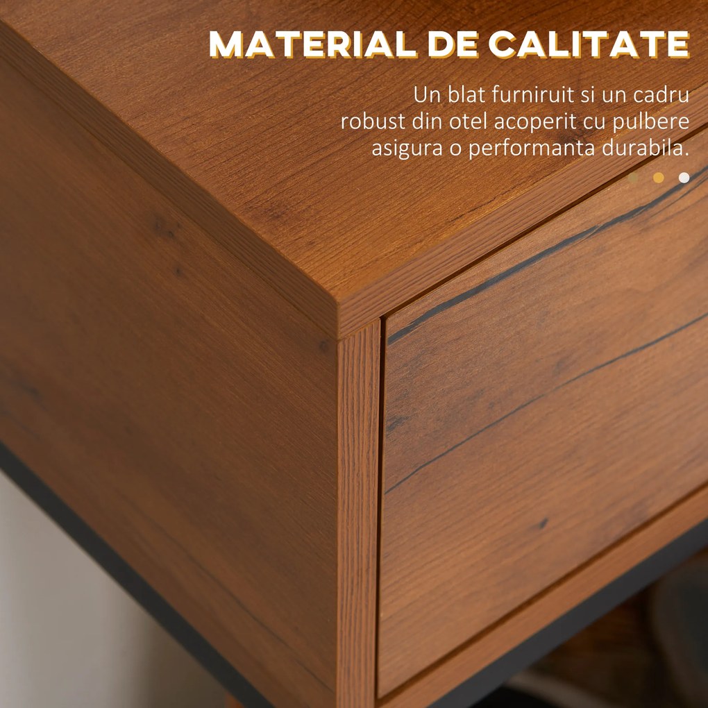 HOMCOM Consola pentru hol cu sertar, masa consola din lemn cu picioare din otel, 80x30x76cm, maro si negru | Aosom Romania