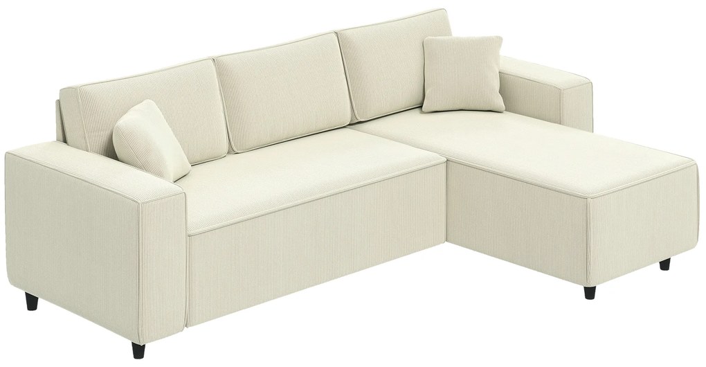 Canapea HOMCOM catifea crem, 3 locuri | Aosom Romania