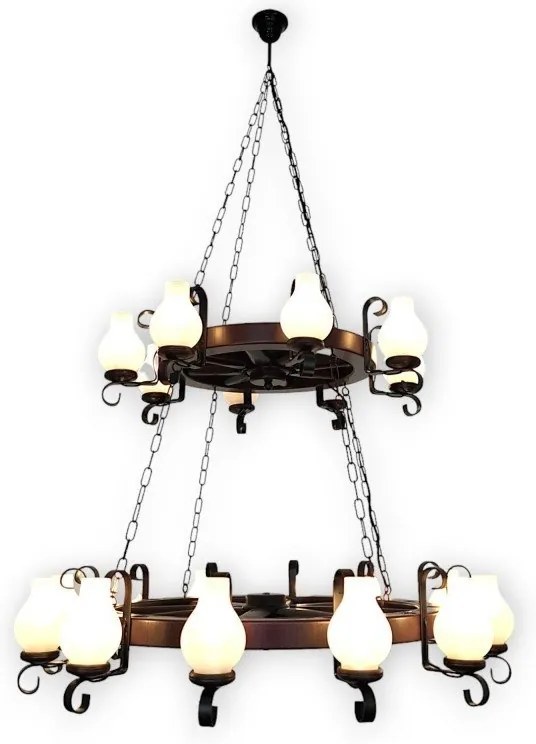 Candelabru rustic fabricat manual din lemn Roata 20L