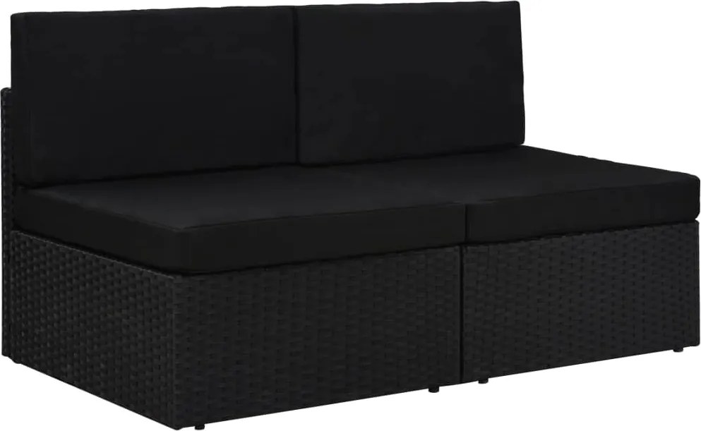 vidaXL Canapea modulară cu 2 locuri, negru, poliratan