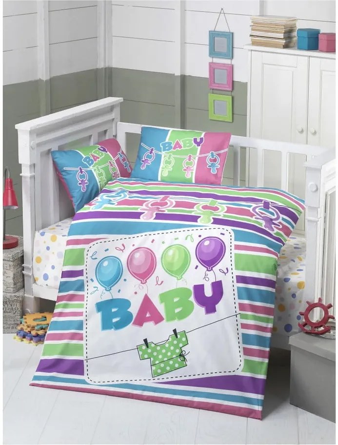 Lenjerie pat din bumbac pentru copii Baby, 100 x 150 cm