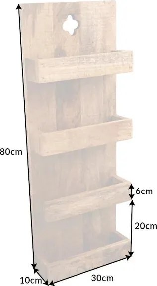 Raft de perete pentru flori sau condimente HEMINGWAY 80cm mango A-42573 VC