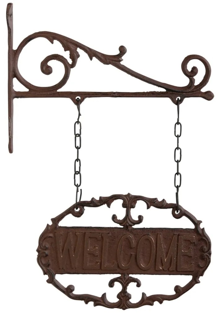 Placuta intampinare, Esschert, Welcome, 3.8 x 22.7 x 33.5 cm, fier forjat