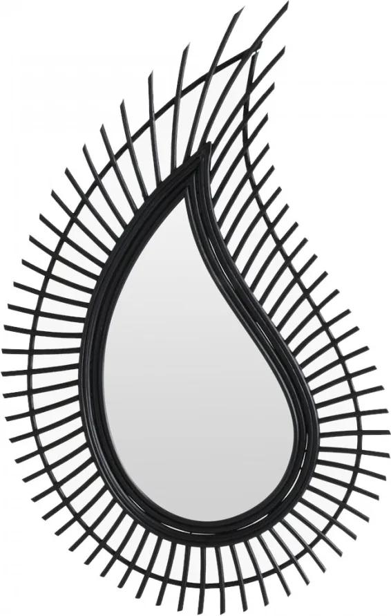 Oglinda ovala neagra din ratan si sticla 54x85 cm Waterdrop Black Raw Materials
