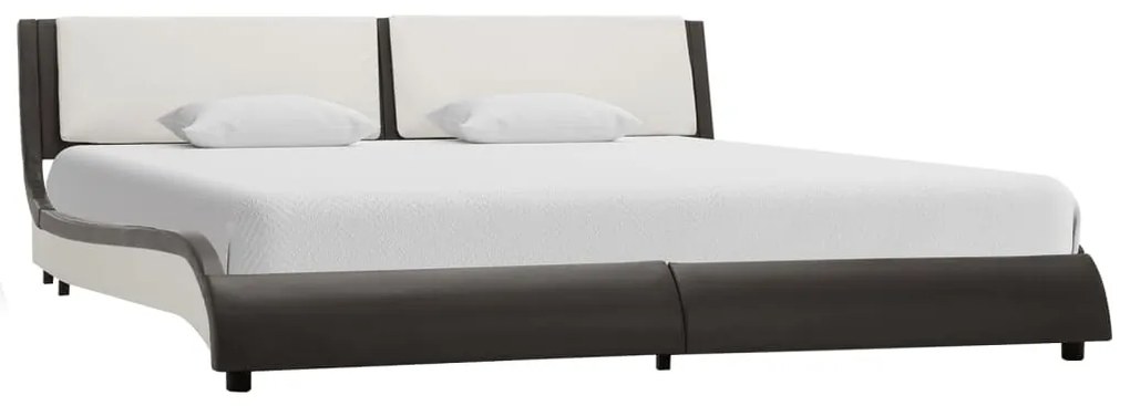 280371 vidaXL Cadru de pat cu LED, gri și alb, 180x200 cm, piele ecologică
