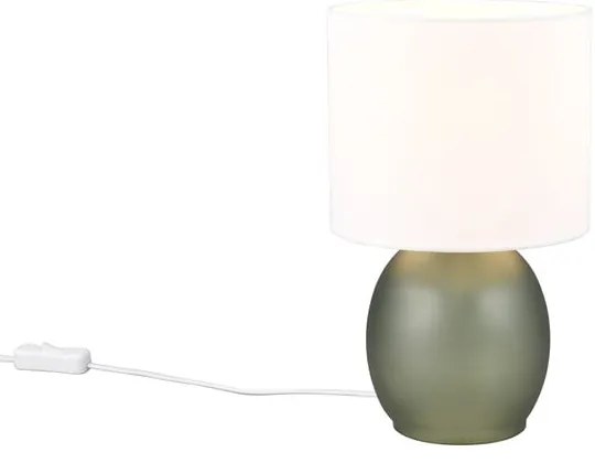 Veioză albă/verde cu abajur textil (înălțime 29 cm) Vela – Trio