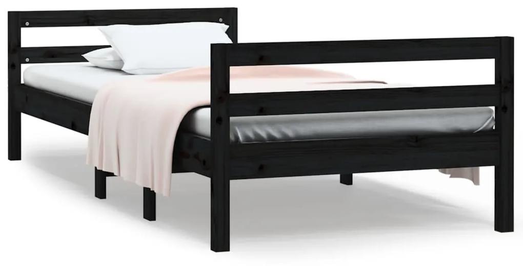821643 vidaXL Cadru de pat, negru, 75x190 cm, lemn masiv de pin