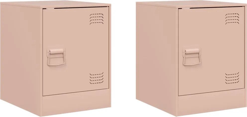 vidaXL Noptiere, 2 buc., roz, 34,5x39x44 cm, oțel