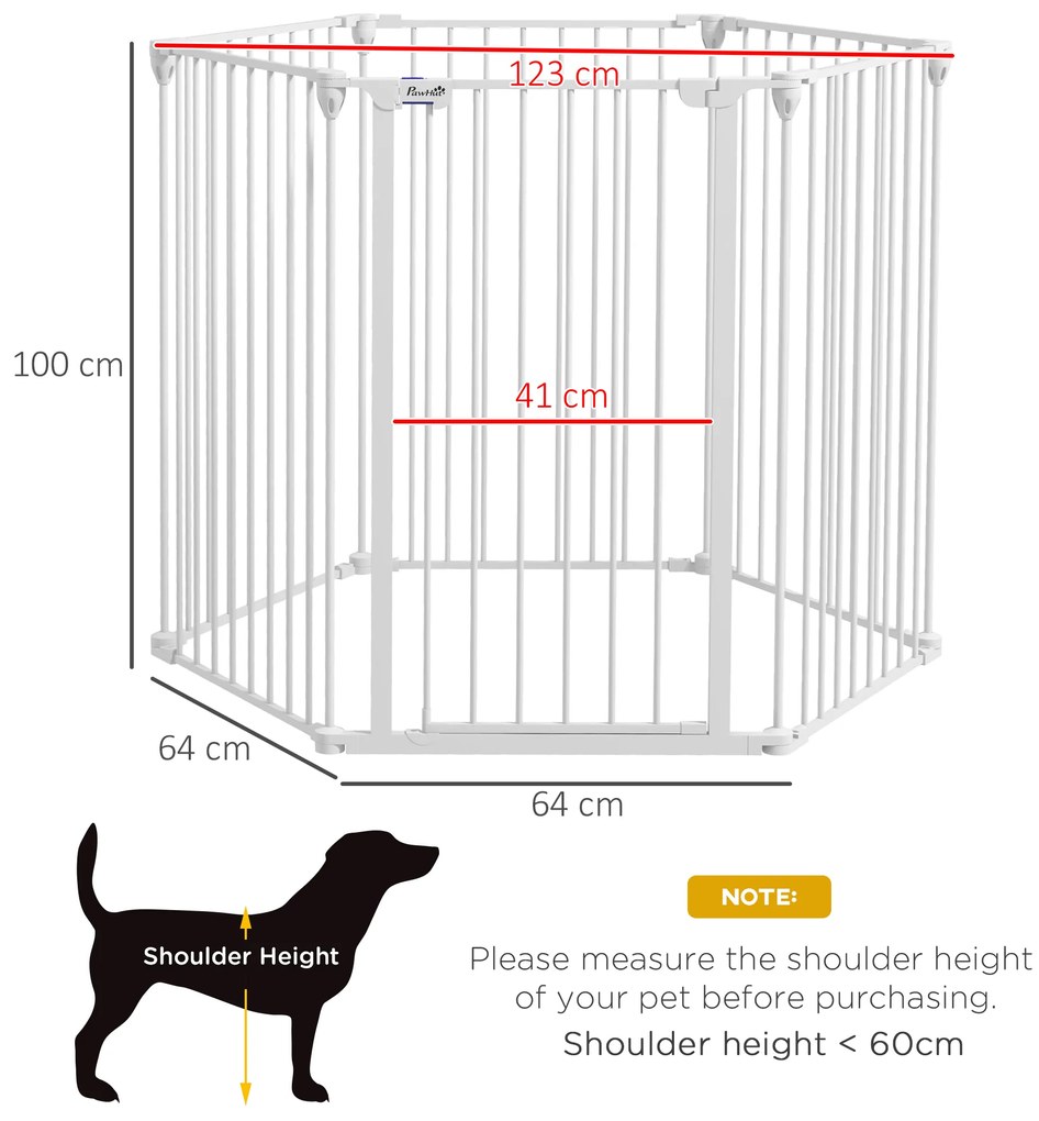 PawHut Tarc de Joaca 2-in-1 Multifunctional cu Poarta de Siguranta pentru Animale de Companie 6 Panouri Tarc cu Usa 100cm Inaltime Alb | Aosom Romania