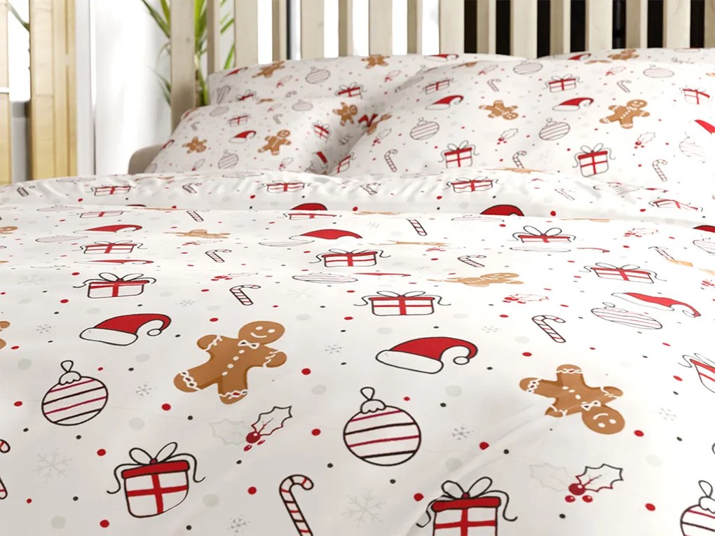 Lenjerie de pat din bumbac GINGER JOY albă Dimensiune lenjerie de pat: 70 x 90 cm | 140 x 200 cm